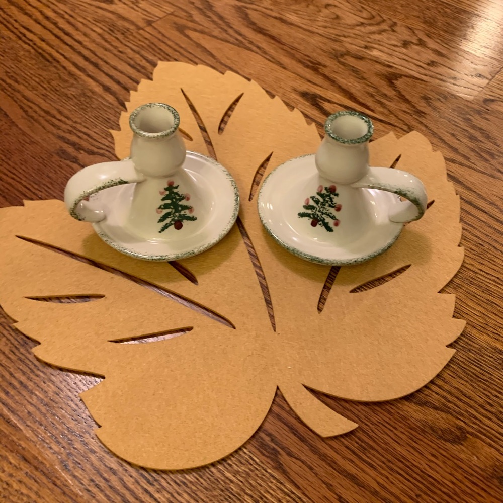 Ceramic Christmas Candle Holder Set